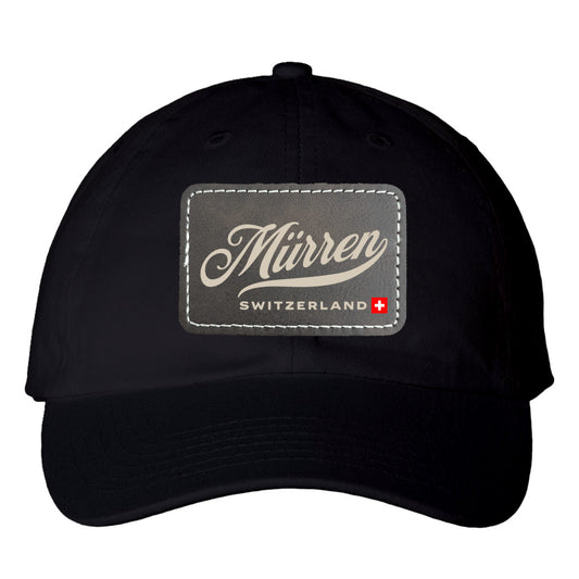Bio-Washed Classic Dad Hat featuring a Rectangle Leather Patch, ideal for Swiss Alps explorers as a stylish accessory in Mürren