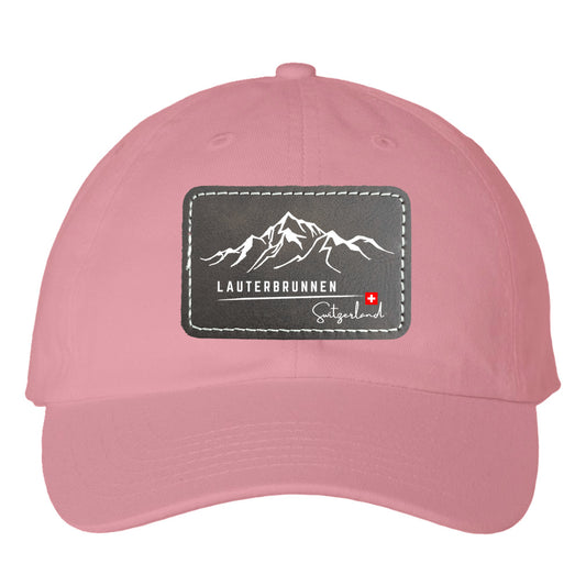 Lauterbrunnen Classic Dad Hat with Rectangle Leather Patch - Perfect for travel fans!